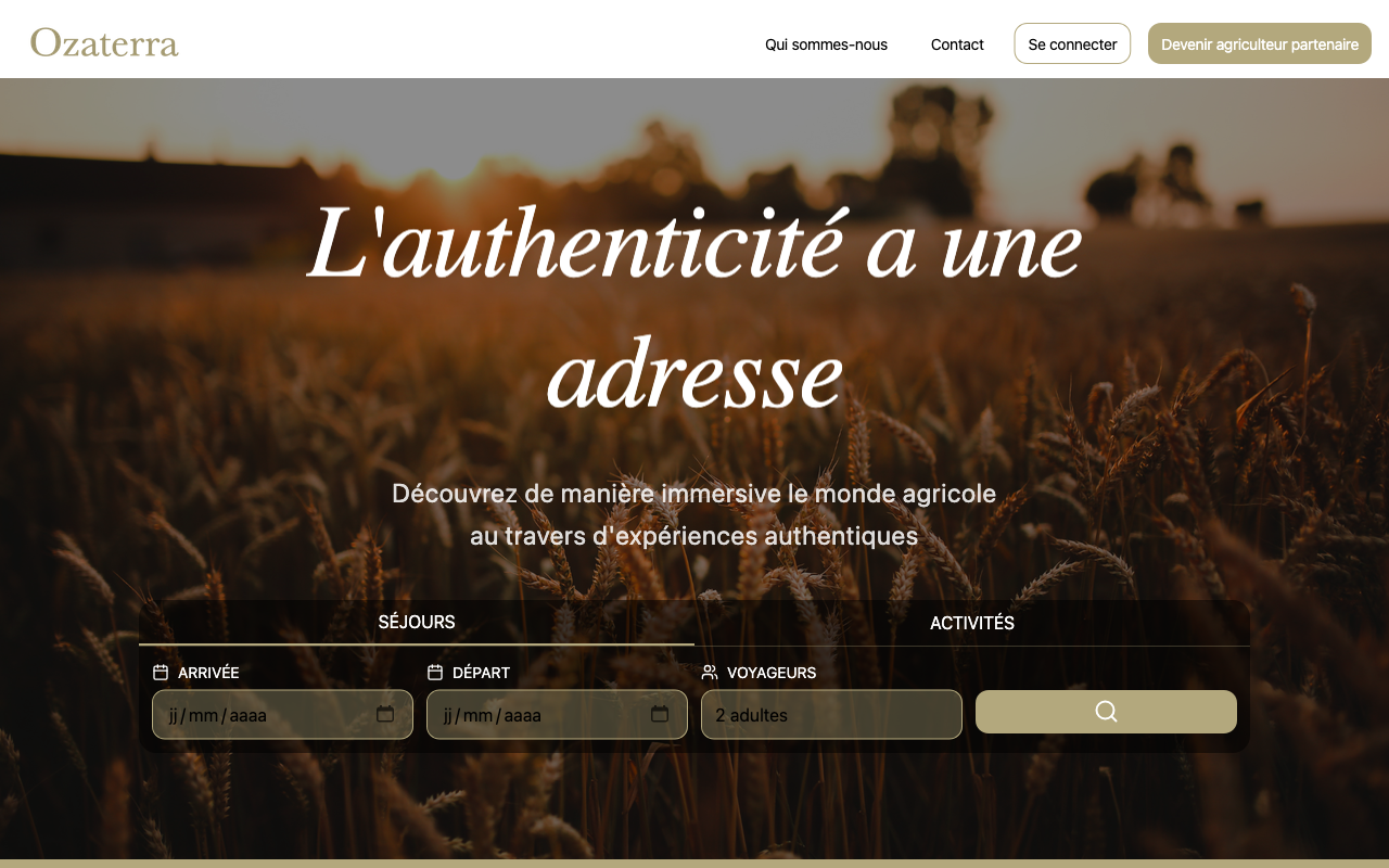 Capture d’écran de la page d’accueil d’Ozaterra